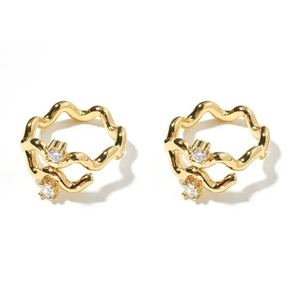 Adjustable 3D Zircon-Embellished Open Ring - Image 2